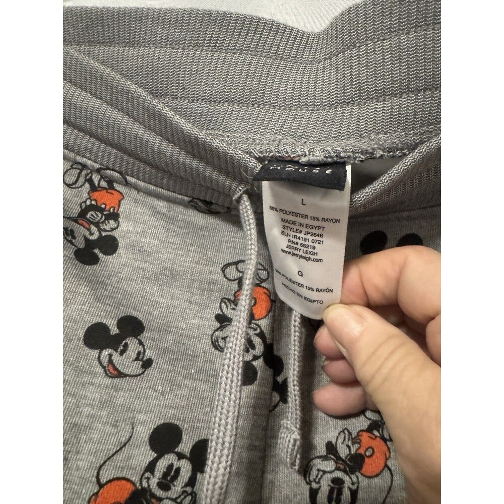 Disney Mickey Mouse Women's Lounge Pajama Pants Gray Jersey Drawstring Size L - Picture 4 of 6